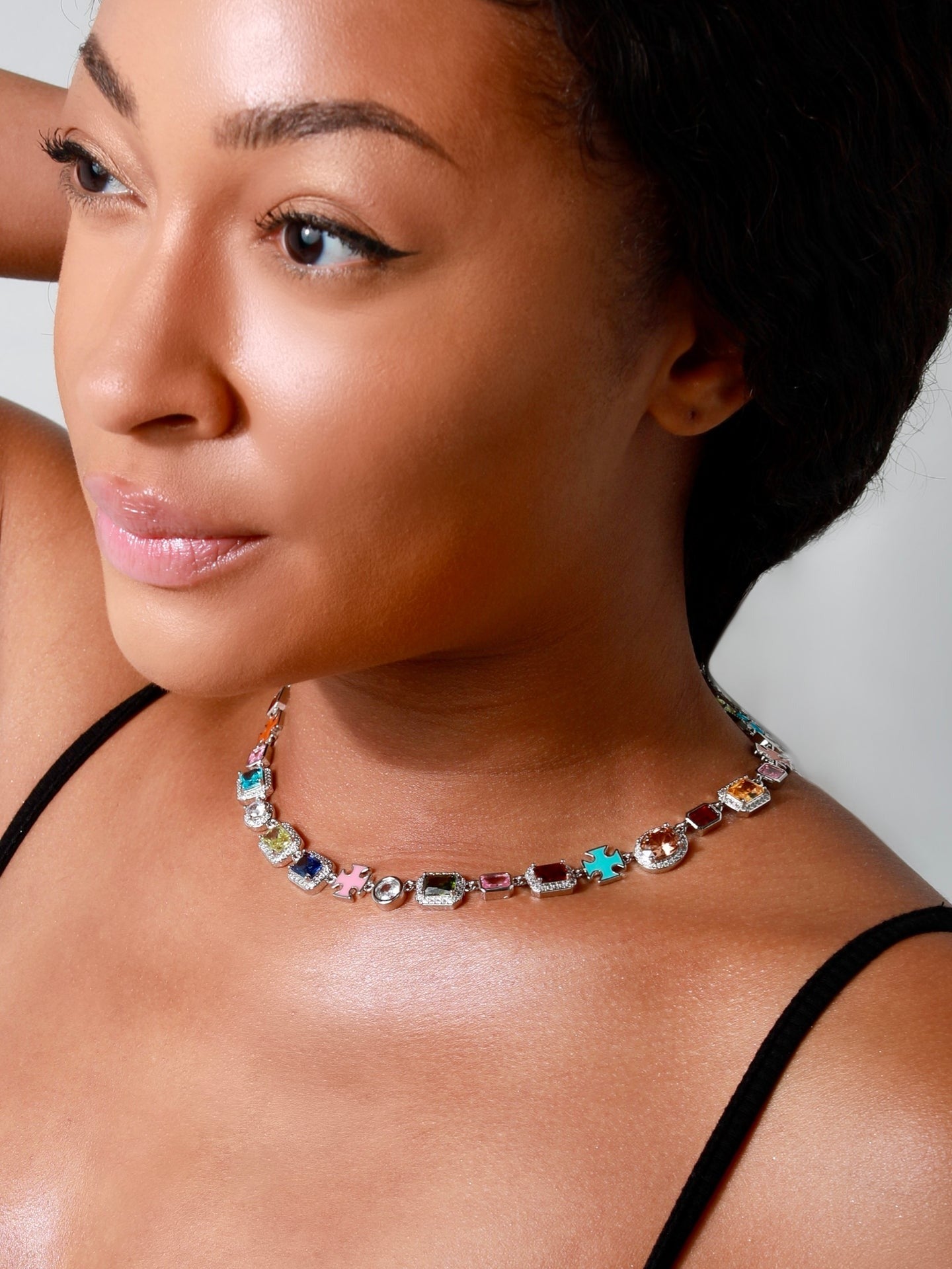 Solstice Gemstone Necklace - White Gold