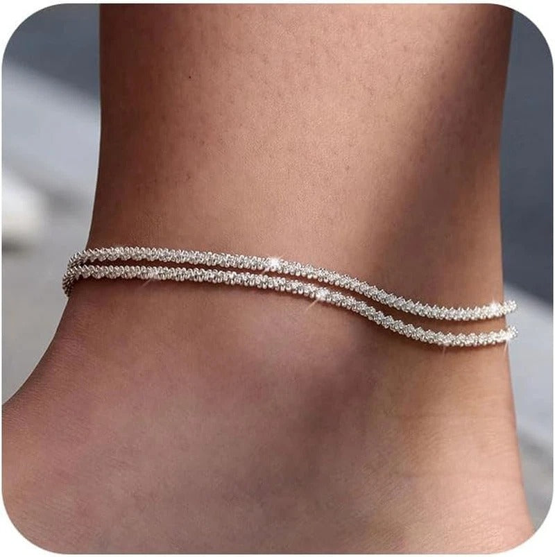Infinity Layered Anklet - Silver